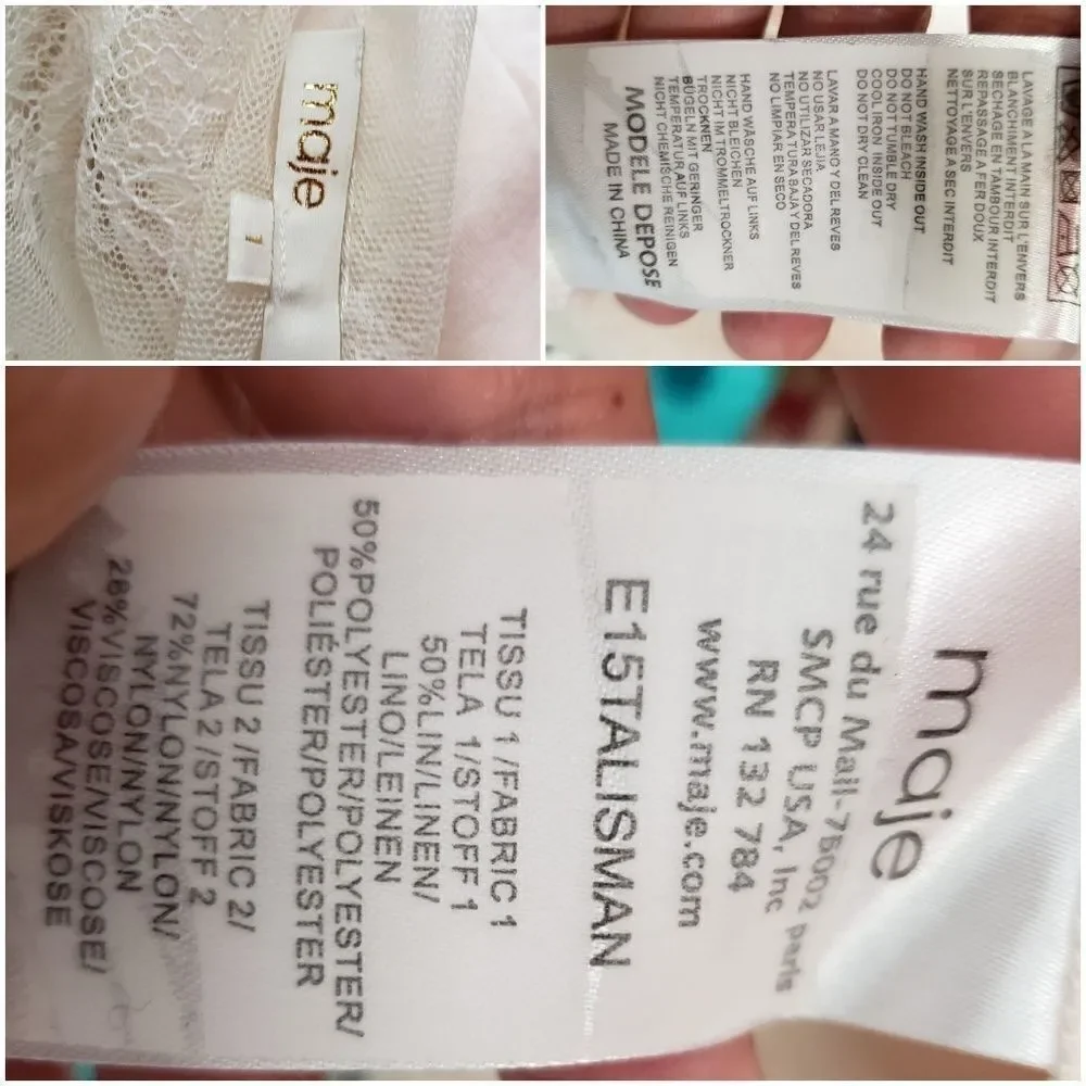 Maje pale pink linen blend and lace top - Picture 8 of 8